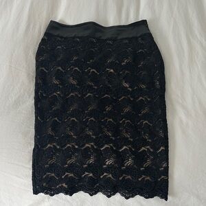 bebe Black Lace Pencil Skirt